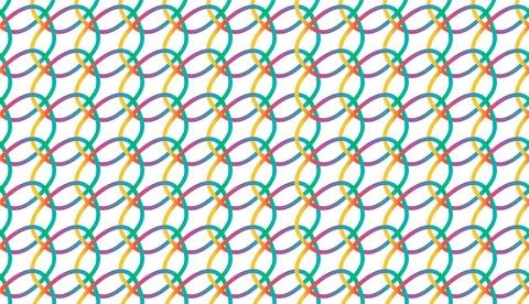 Interlocking rings lines pattern colorful vector illustration background イラスト素材