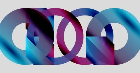 Interlocking rings, vibrant colors, modern design. Abstract composition, smooth Stock Illustration