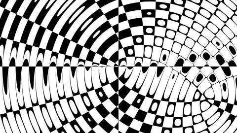 Interlocking Segment Grid of Offset Rounded Overlapping Circles Inversion Mas Stock Footage 139733677