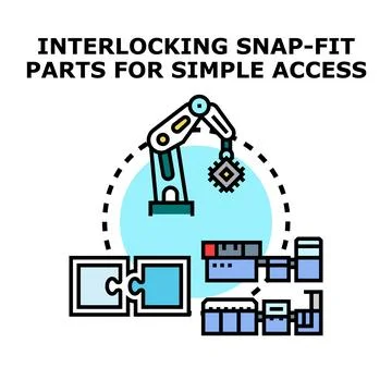Interlocking snap fit industrial manufacturing components concept Stock Illustration