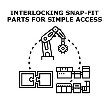 Interlocking snap fit industrial manufacturing components concept Stock Illustration