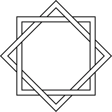 Interlocking square diamond tattoo, side square infused sides rhombus tattoo Stock Illustration