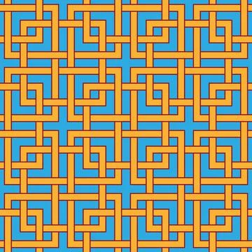 Interlocking square seamless pattern. Geometric style tapestry, textile print. Stock Illustration