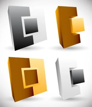Interlocking squares. Angular icons, logos. Vector illustration. イラスト素材