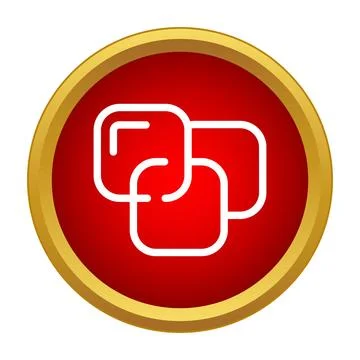 Interlocking squares connection icon in a red gold circle Stock Illustration