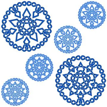 Interlocking stars design with circular decoration in Celtic style Stock Illustration