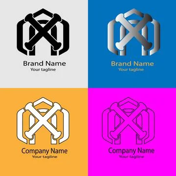 Interlocking Strength logo design Stock Illustration