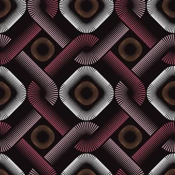 Interlocking striped squares vintage seamless pattern. Vector Illustration. Stock Illustration