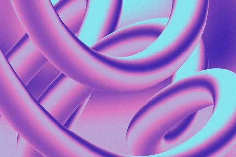 Interlocking torus loops are weaving on abstract 3D canvas with neon magenta  스톡 일러스트
