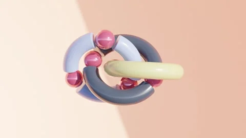Interlocking Torus Trio: Dynamic Geometric Animation in 3D Design Stock Footage 267599935