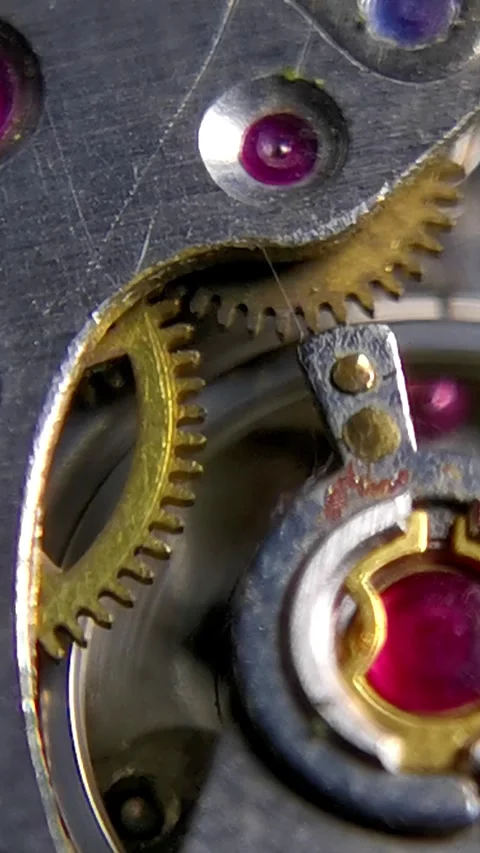 Interlocking Watch Gears Mechanism Macro Vertical Stock Footage 339562198