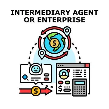 Intermediary agent enterprise managing global financial transactions Stock Illustration
