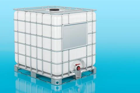 Intermediate bulk container  on blue background, 3D rendering Stock Illustration