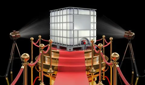 Intermediate bulk container on the podium, 3D rendering Stock Illustration