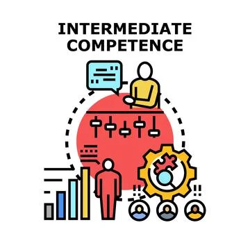 Intermediate competence measuring skill levels, learning development process Stock Illustration