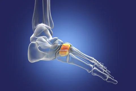 Intermediate cuneiform bone of the foot, 3D illustration Stock Illustration