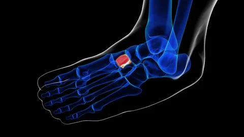 Intermediate cuneiform foot bones anatomy for medical Concept 3D rendering Stock Illustration