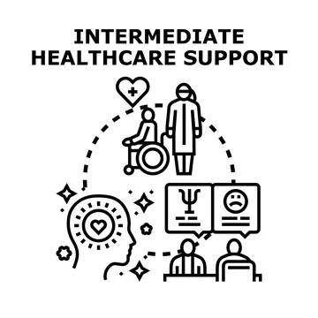 Intermediate healthcare support providing physical and mental wellness Stock Illustration