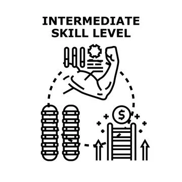 Intermediate skill level concept developing professional ability Stock Illustration