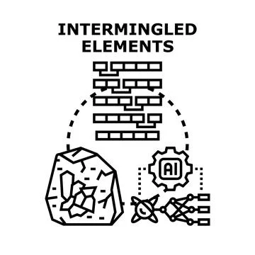 Intermingled data elements and artificial intelligence processing Illustrazione stock