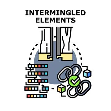 Intermingled elements collecting data and linking concepts 库存插图