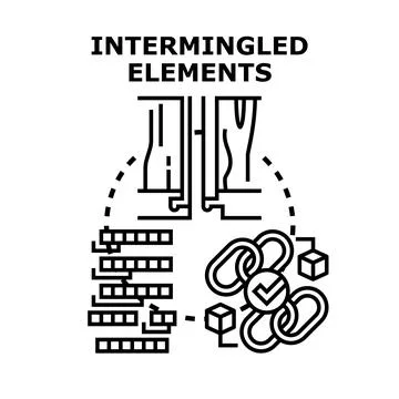 Intermingled elements collecting data and linking concepts Stock Illustration
