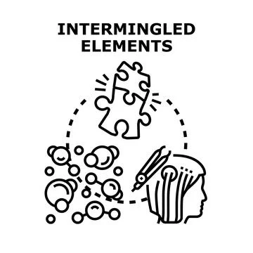 Intermingling elements forming idea and problem solving イラスト素材