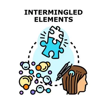 Intermingling elements forming idea and problem solving イラスト素材