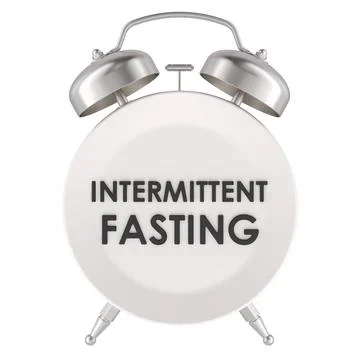 Intermittent fasting concept with alarm clock,  3D rendering Stock Illustration