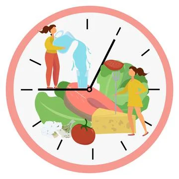 Intermittent fasting concept. Method of losing weight. 8/16 food window. Stock Illustration