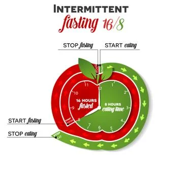 Intermittent fasting info clock Stock Illustration