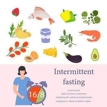 Intermittent Fasting method Diet Proper nutrition Stock Illustration