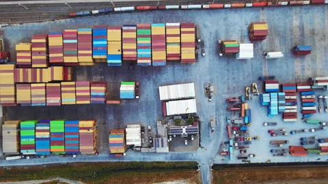 Intermodal cargo container terminal Stock Footage 255072723