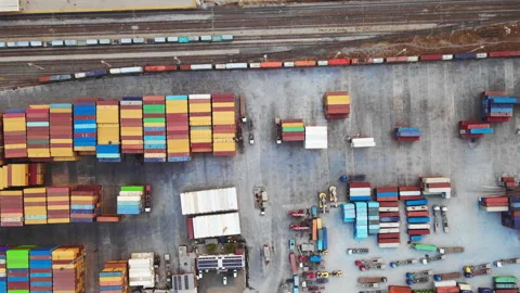 Intermodal cargo container terminal Stock Footage 255152323