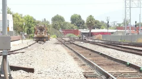 Intermodal / Container Freight Train Passes Thru Station 스톡 동영상 11471080