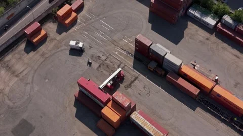 Intermodal Container Terminal and Freight Logistics Facility Stock Footage 343549416