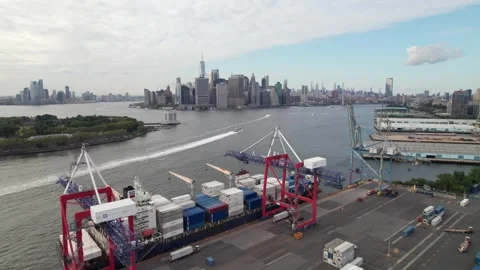 Intermodal containers being loaded at po... | Stock Video | Pond5