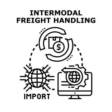 Intermodal freight handling concept vector illustration Stock Illustration