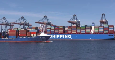 Intermodal freight transport. Container shipping in Rotterdam Seaport Stock Footage 115715870