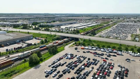 Intermodal Rail Transportation and Vehicle Auction Hub Stock Footage 311339232