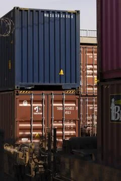 Intermodal Stack Cargo Freight Train Stock Photos