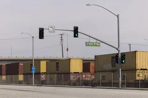 Intermodal Stack Cargo Freight Train Stock Photos
