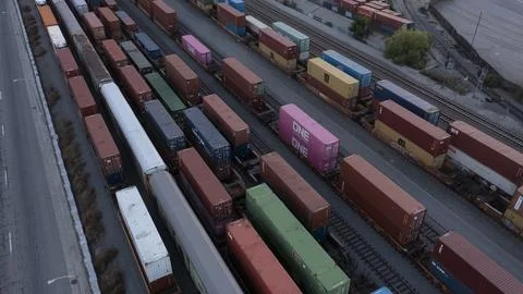 Intermodal Stack Cargo Freight Train Stock Photos