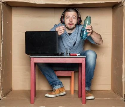 Intern drink alcohol at work Stock Photos