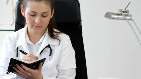 Intern making notes in office - tracking shot Video stock 22906477