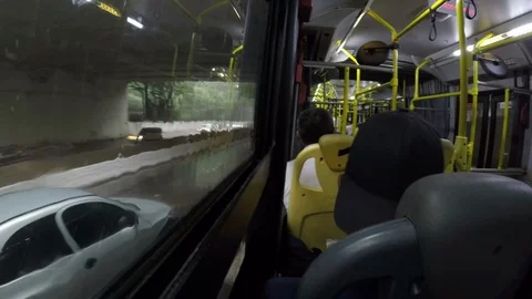 Internal and external view of the bus Stock Footage 87105747