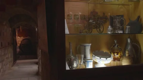 Internal area of the Musée du Vin cultural space located in Chales Dickens Stock Footage 156785500