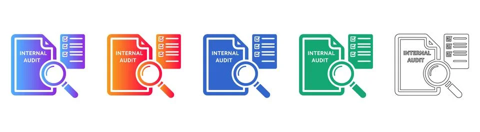 Internal Audit Document Examination Icons Stock Illustration