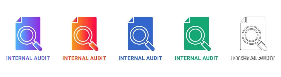Internal Audit Document Search Icon Set Stock Illustration