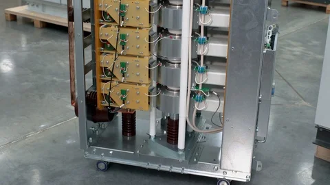 Internal block of system of smooth start-up. multi-engine soft start system. Stock Footage 106283745